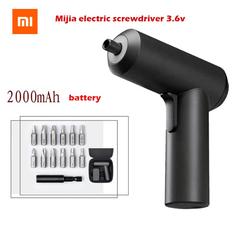 Xiaomi Mijia-destornillador eléctrico de charol inalámbrico, batería recargable de 2000mAh, par de 5N.M, 12 brocas S2, PH H SL, Smart Home