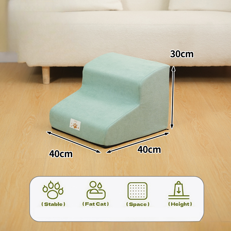 Escalera de 2/3 escalones para mascotas, rampa para perros/gatos, esponja de espuma viscoelástica, sofá para perros, rampa de entrenamiento extraíble y lavable para mascotas, escaleras, suministros para mascotas: Verde