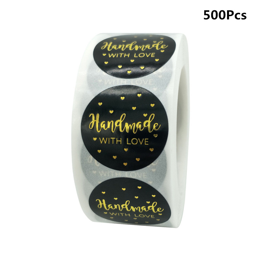 Autocollants Vintage en papier Kraft, étiquette autocollante de papeterie pour Scrapbook, fait à la main avec amour, décoration de fête d'anniversaire, 100 à 500 pièces: Bleu marine