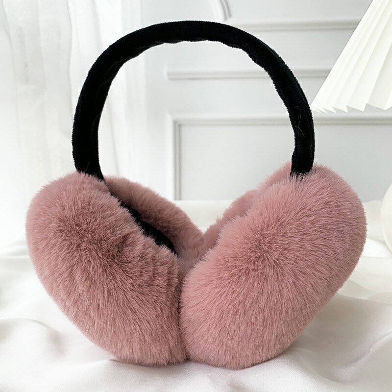 Orejeras cálidas de felpa suave para mujer, orejeras cálidas para estudiantes, protección contra el frío, cubierta de oreja para mujer: dark pink classic