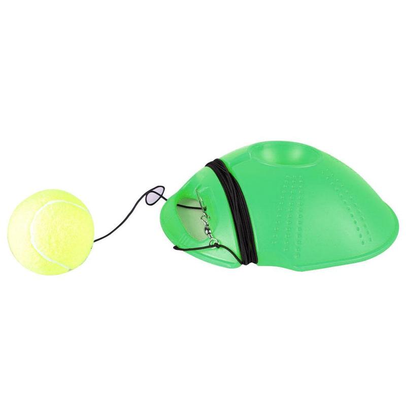 Single tennis training device base + rubber band ball convenient self-timer server practice set U1U5: green