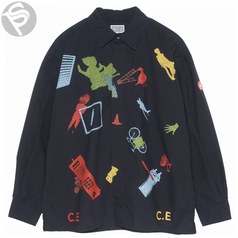 Hip Hop Streetwear CAVEMPT Shirt C.E CAV EMPT TWO COLOUR DENIM SHIRTS Men Women 1:1 Best Casual Cavempt Shirt: 3 / S