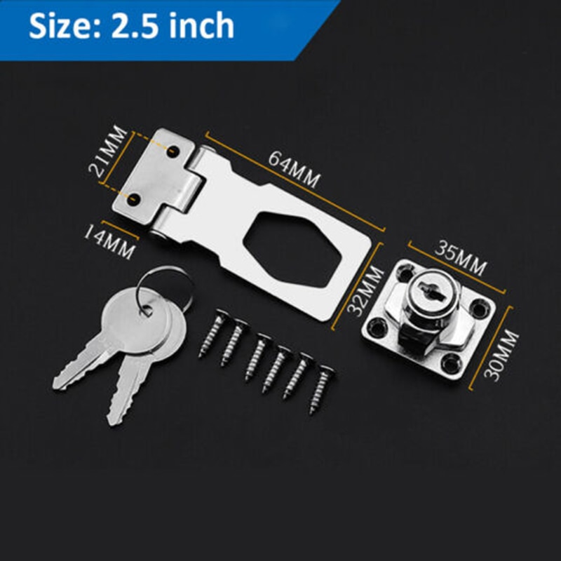 50/75/100mm Lock Cylinder Hasp Copper Core Self Locking Security Staple for Shed Cupboard Drawer Door Locker: 50mm