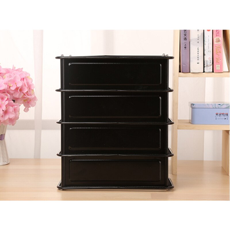 Metal Wire Mesh Four Grid Column 4 Files Black Iron File Rack Magazine Rack Reference Rack File Column