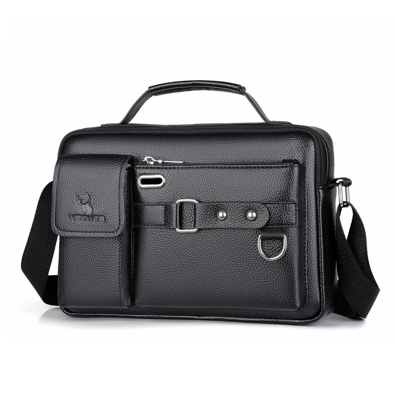 Herre enkelt skulder crossbody taske til forretningspendling, herre enkelt skuldertaske med eksklusiv følelse, herre skuldertaske: Sort