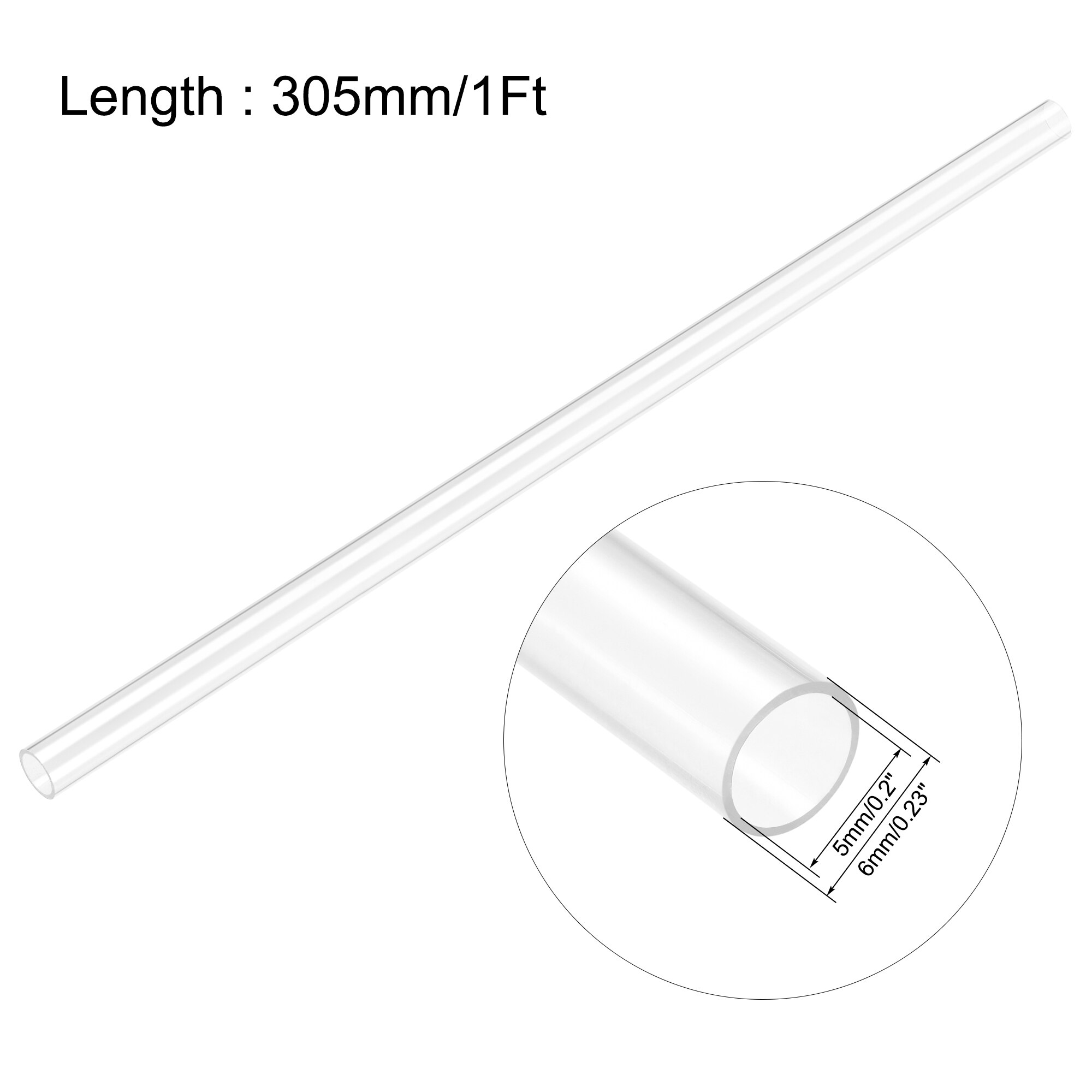 Uxcell Polycarbonate Rigid Round Tubing 305mm 1Ft Vicedeal