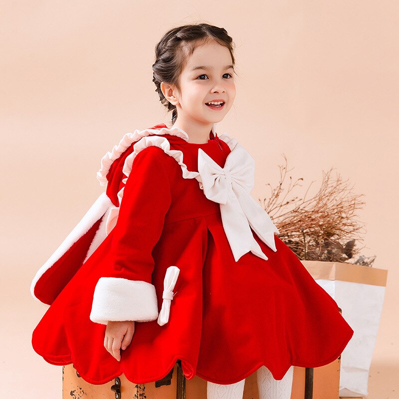 Abrigo de Lotia roja para niña, Parka con capucha de conejo de Pascua para niño, ropa de abrigo gruesa de manga larga, chaquetas de princesa para Año
