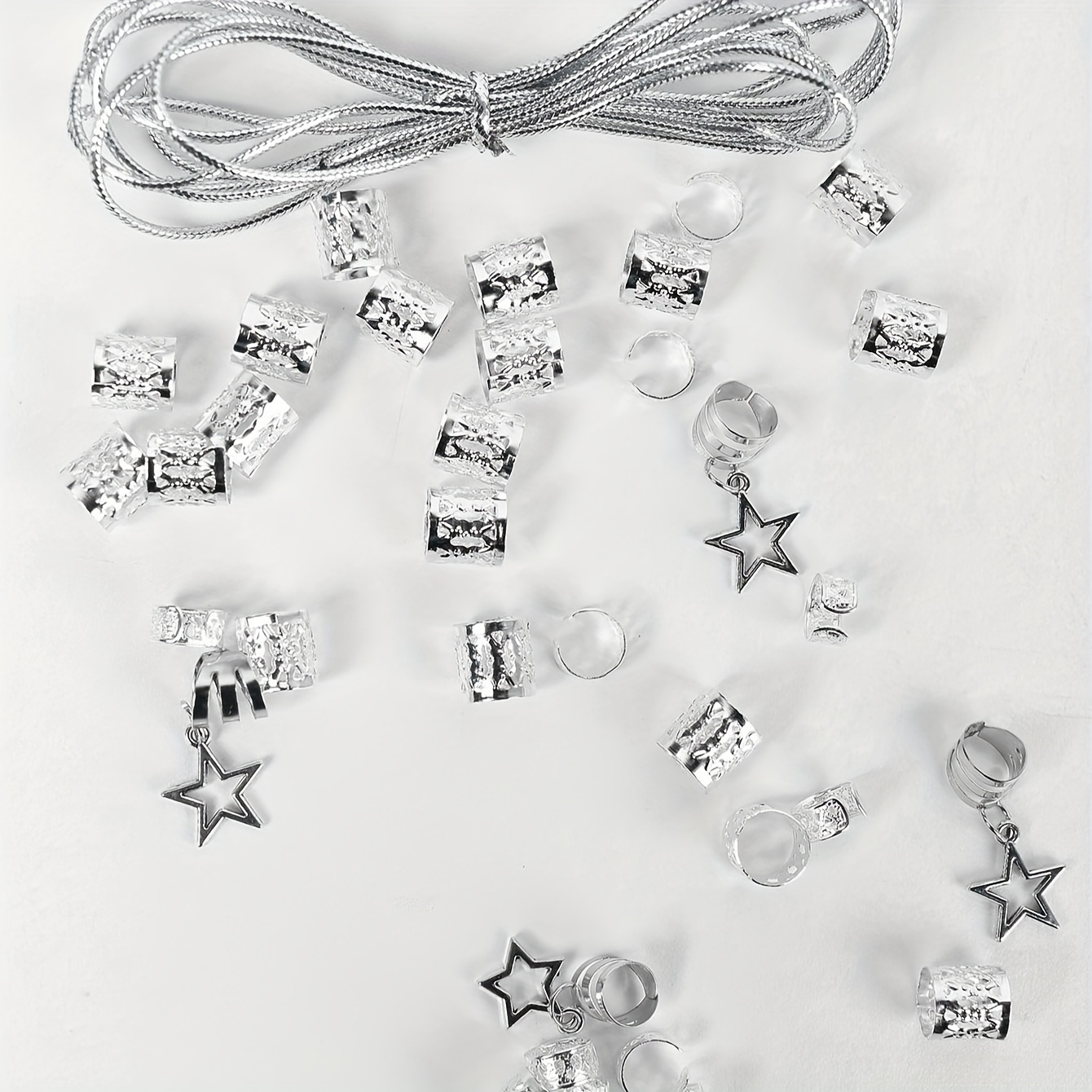 36 stuks stervormige decoratieve haarringen, kralen haarringen voor dreadlocks, metalen manchetten voor het vlechten van haar.