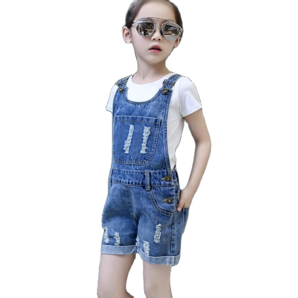 Baby Latzhose Sommer Kurz - Zerstörte Jeans Shorts Mit Herz-Blume Für Mädchen 6 Monate-3 Jahre