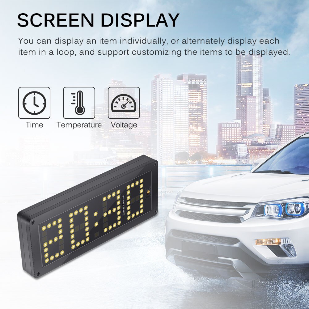 ALLOMN 3 in 1 Auto Elektronische Thermometer Spannung Auto Uhr leuchtend Ultra-Dünne Ajustable Voltmeter Hohe Präzision LED Uhr