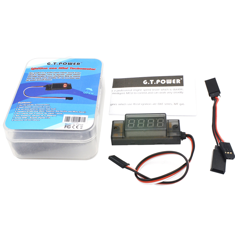 GT Power RC Model Use Ignition Mini Tachometer Singal Trigger for Motor RPM Revolutions Speed Measurement Meter Tachometer