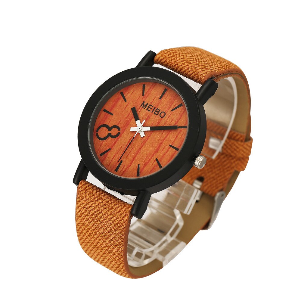 Relojes de negocios de estilo Vintage y Natural para hombres y mujeres, relojes de pulsera de madera informales con correa de cuero de Color madera para amantes de los relojes masculinos: model 3