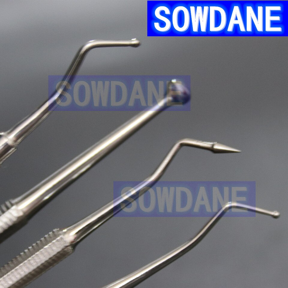 4Pcs Dental Rvs Composiet Vulling Instrument Spatel Amalgaam Plastic Dubbele Uiteinden Laboratorium Tool