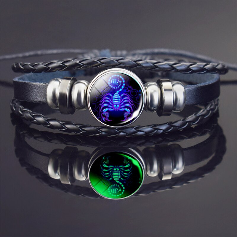 Scorpion Armband Schorpioen Sieraden Lichtgevende Schorpioen Sterrenbeeld Gevlochten Lederen Armband: style 2