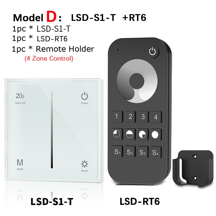 Wall Mounted Touch Panel AC Triac Dimmer 220V 230V 110V 288W Wireless RF Dimmable 2.4G Remote Controller for LED Bulb Light Lamp: Model D