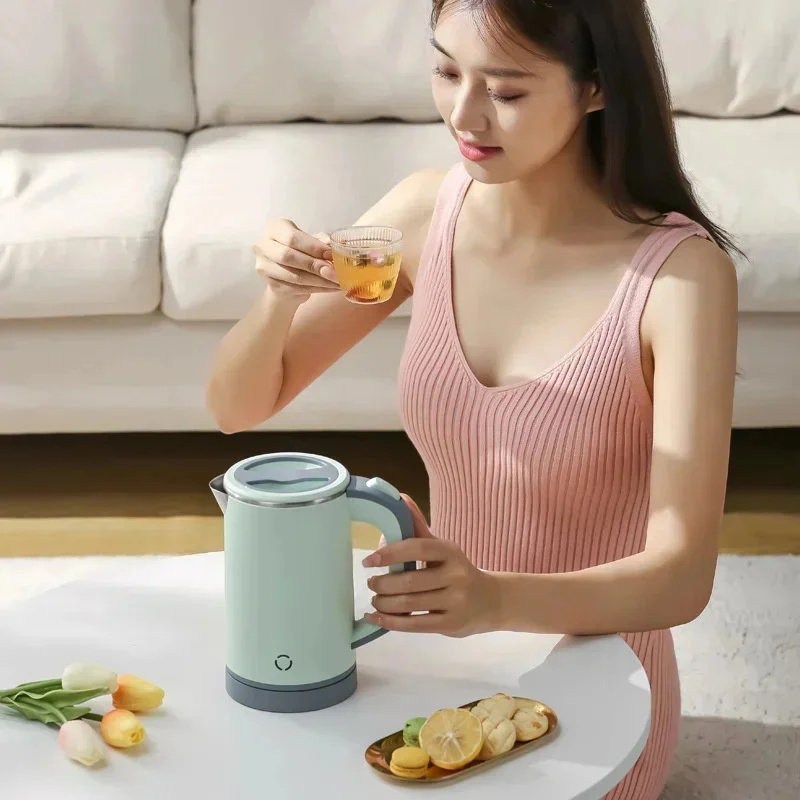 110V 220V 600W 0.8L Small Portable Household Kettle Heating Kettle Electric Kettle Separate Base 304 Stainless Steel Material
