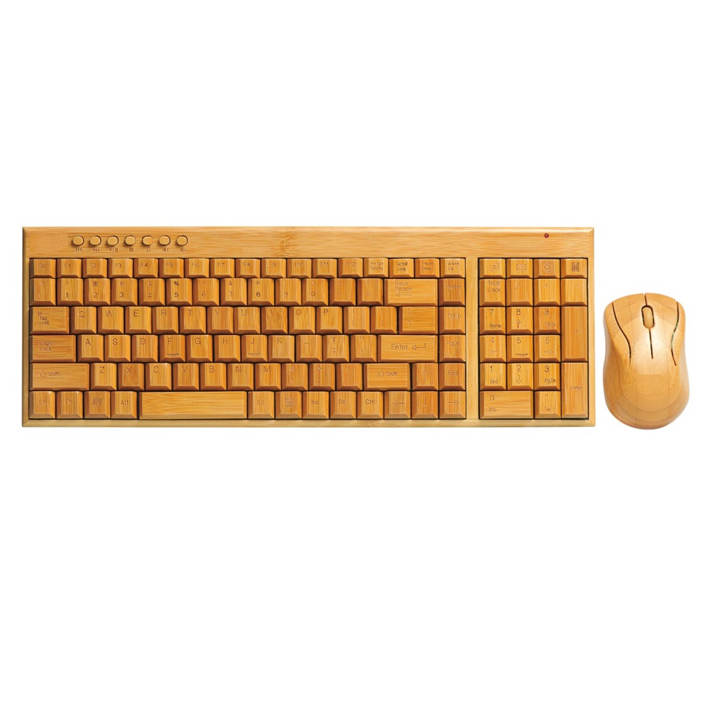 Items 201 Natural Eco-friendly Healthy Bamboo Wooden Wireless Keyboard and Mouse Combo
