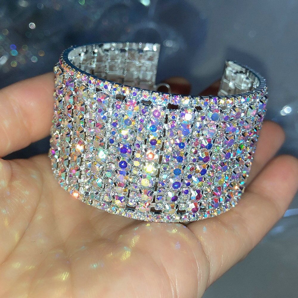 Clear Rhinestone Brede Armband Verklaring Pageant Bridal Bruidsmeisje Manchet Vrouwen Party Sieraden Bruiloft Douche: style 2