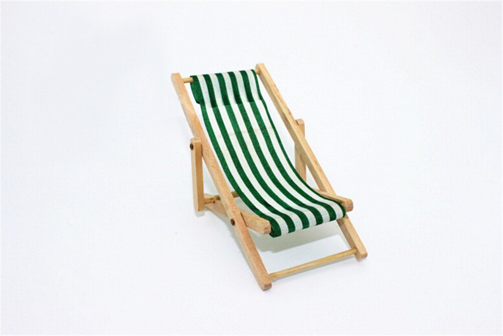 Silla plegable de madera a escala 1:12, casa de muñecas de playa para tumbona,: GN