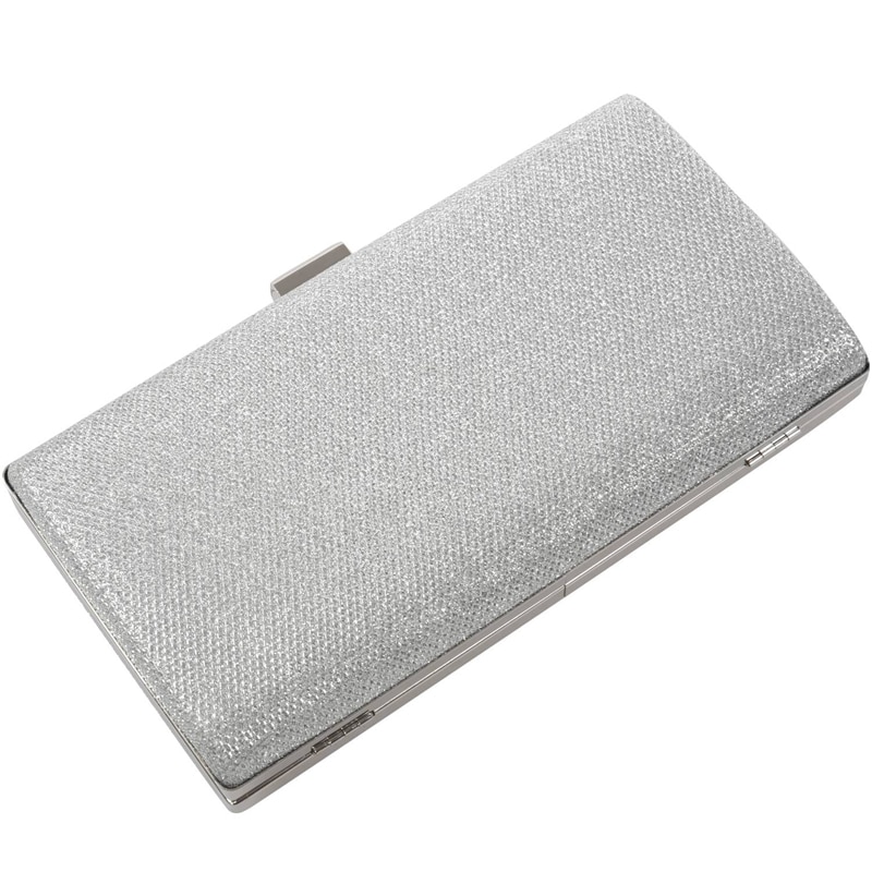 Kvinna kvällsväska kvinnor diamant strass clutch kristall dag clutch fyrkantig form hårt skal, silver