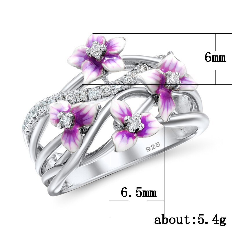 Huitan Bunte Blume Kreuz Frauen Finger Ring Romantische Vorschlag Ring Tanzen Party Schönheit Ringe Modeschmuck Nachrichten