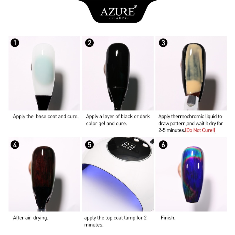 Azure Schoonheid Thermochrome Nagel Gel Lak Losweken Kleur Veranderende Thermische Led Gel Polish Semi Permanente Chameleon Gel