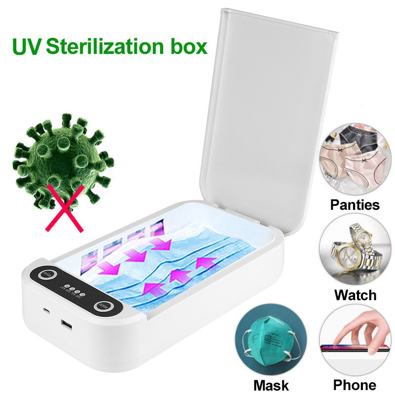 99% Kill Germs UV Sterilization Box Mobile Phone Mask Sterilizer Clothes Key Watch Jewelry UVC Lamp USB Ultraviolet Disinfection