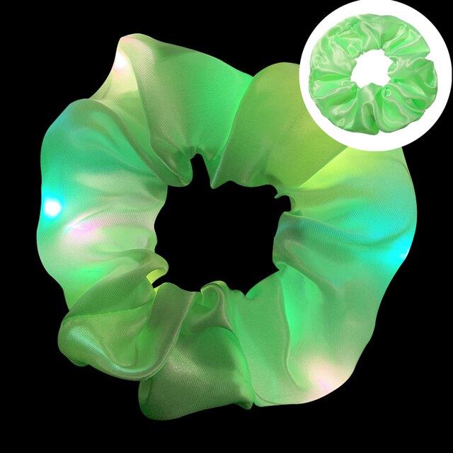 1pc LED Luminous Women Girls Hair Rope Flashing Ponytail Holder Light Up Elastic Hair Bands Hair Accessories Glow Party Supplies: green
