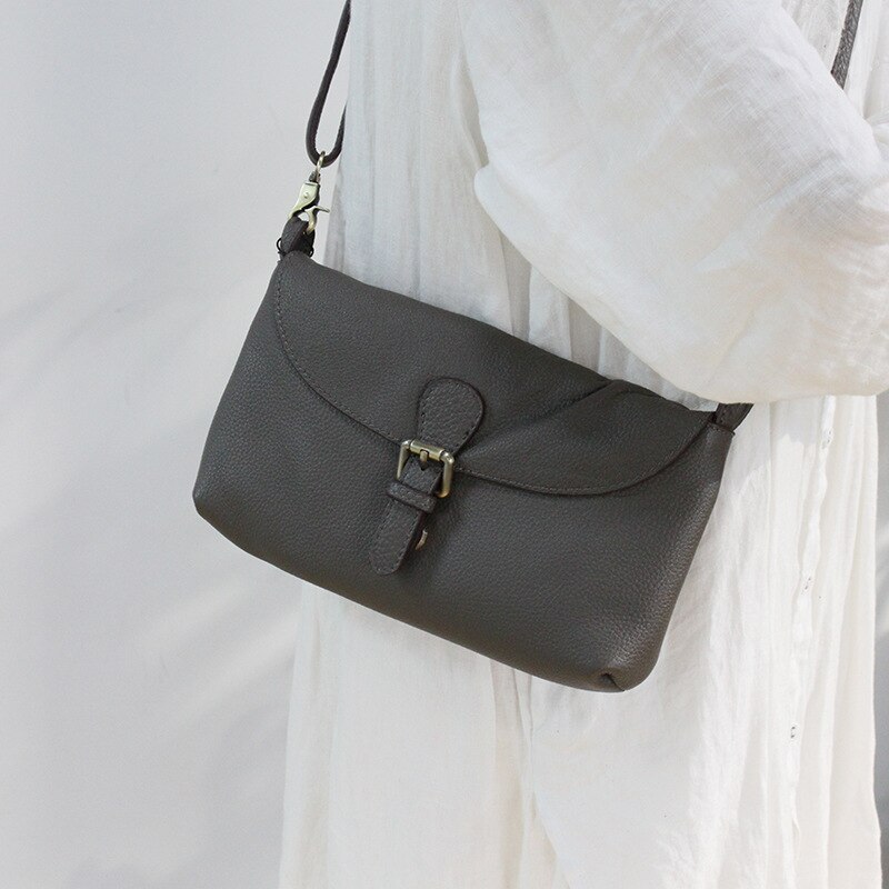 Koreaanse Versie Van Gangfeng Zachte Lederen Schoudertas: 20597-2 Dark Grey