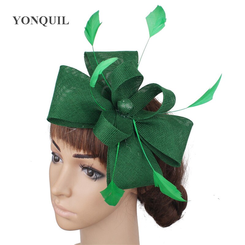Blanc bow nouvelle mariée coiffe de mariage fascinator accessoires femmes plume coiffe maille cheveux chapeaux mariage bandeau