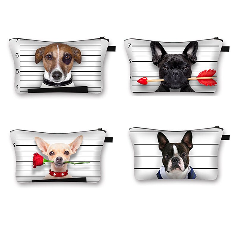 Cute Dog 3D Printed Cosmetic Bags Cute Pug Women Makeup bags Organizer Necessaries for Travelling Cosmetic Cases