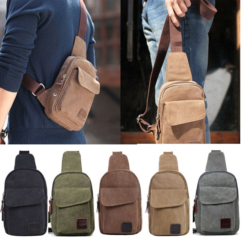 Moda masculina bolsa pequena lona peito sling saco de viagem caminhadas cruz corpo mensageiro bolsa de ombro