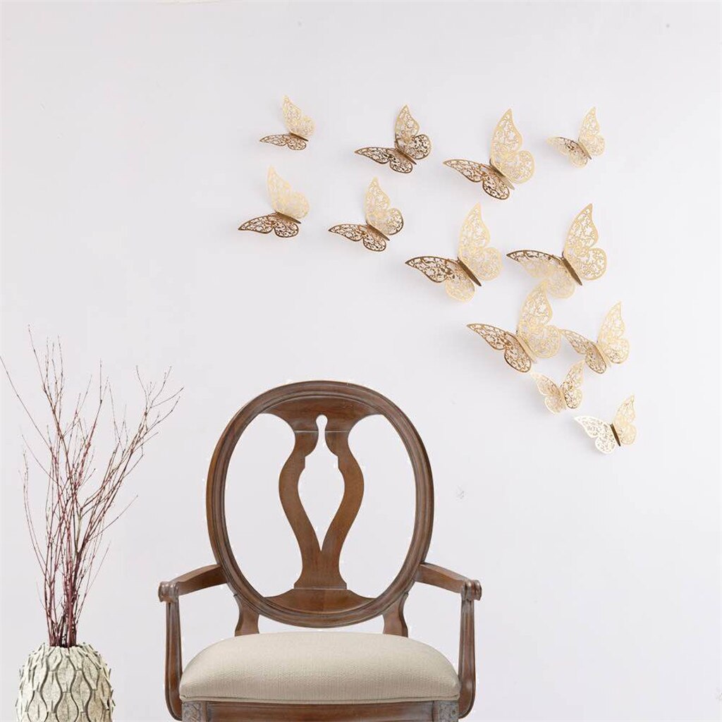 12-Pack 3D Creatieve Vlinder Koelkast Muursticker Home Decor Decoratie Accessoires Voor Woonkamer Mariposas Decorativas # Een