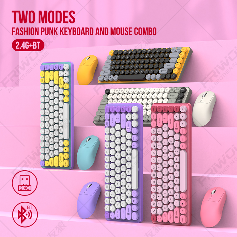 Friwol BT185 Bluetooth Drahtlose Tastatur Maus Set Punk Keycap Laptop Desktop Büro Stumm Tastatur Mechanische Gefühl
