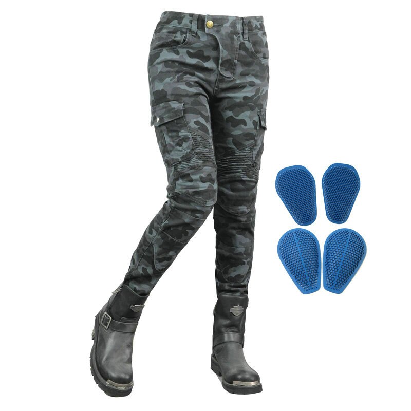 Volero Female Motorcycle Camouflage Riding Pants Locomotive Sports Leisure Straight Protective Jeans Cycling Trousers For Girls