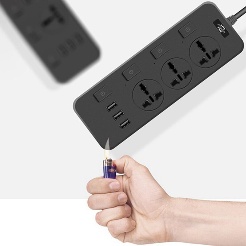 Steckdosenleiste mit 3 usb-anschlüssen , 5v joule 2a 6.5 cm langem verlängerungskabel 2500 überspannungsschutz für studentenwohnheime