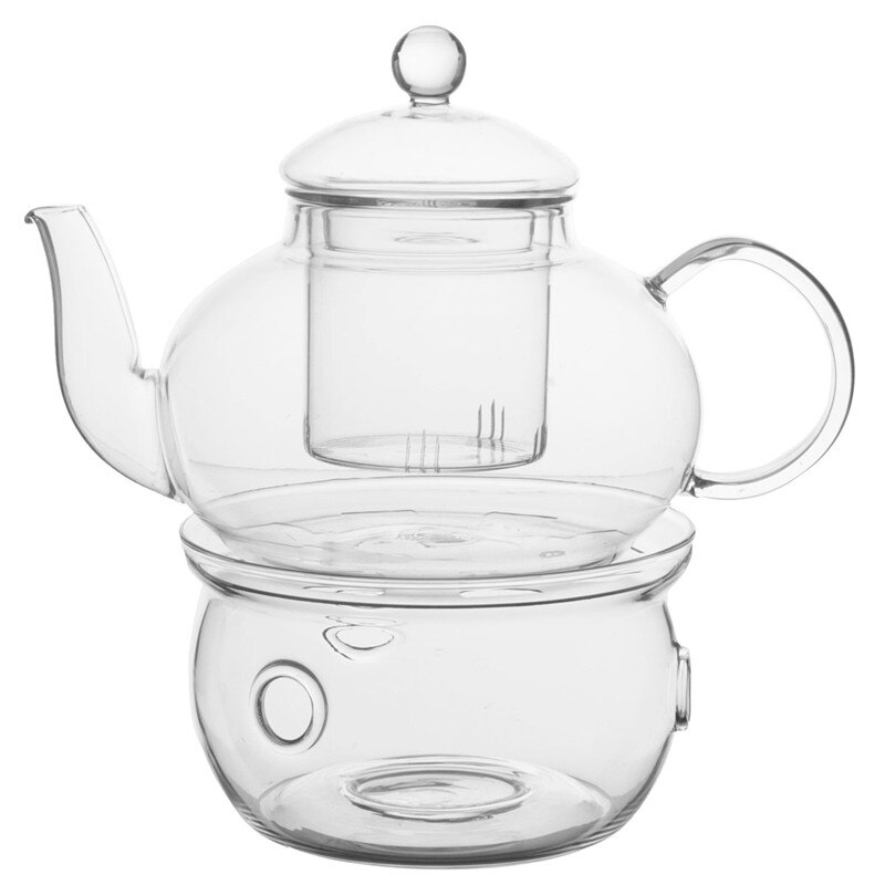 Ykpuii 800ml 6 dubbelvägg tekanna set infuser tekanna värmare med sil borosilikat värmebeständigt glas blommor tekoppar