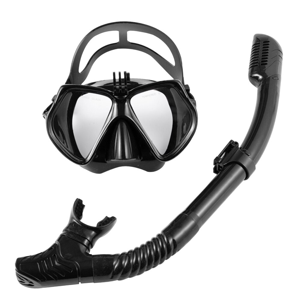 Underwater Scuba Diving Masks Snorkeling Breath Tube Set Adult Silicone Anti-Fog Goggles Glasses Swimming Pool Equipment: Black I