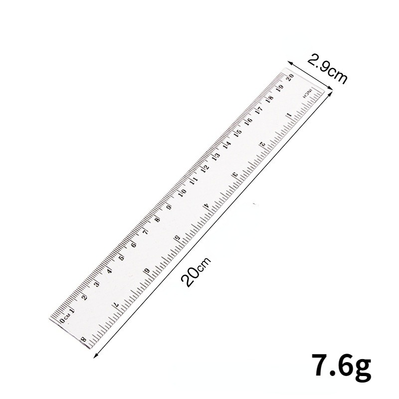 15/20/30cm Transparent Plastic Ruler Blue Color Simple Style Portable Tool Cute for Student School & Office Stationery: WHITE