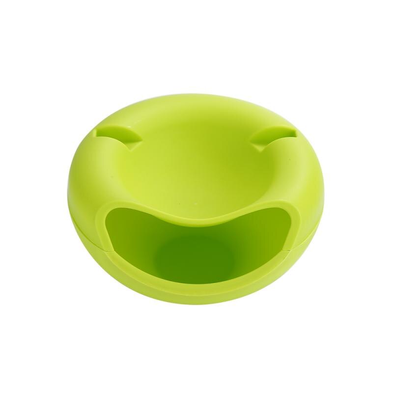 Double Layer Container box Bowl Dish Layer Dry Fruit Snacks Seeds Containers Phone Holder Plastic Storage Box: green