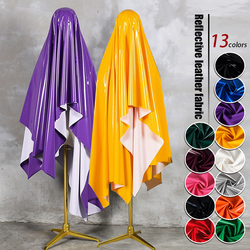 50*145cm skinnende blankt blødt vinyllæderstof elastisk pvc stof materiale til kjolebetræk