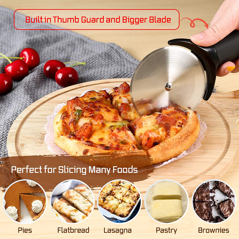 Pizza Cutter Wheel with Cover Premium Stainless Steel Pizza Round Knife Rocker Slicer Kitchen Baking Tools