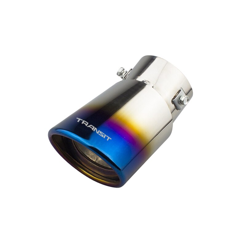 Auto Accessories Exhaust Muffler Tip Stainless Steel Pipe Chrome Trim Modified Car Rear Tail Throat Liner fit for Ford Transit: Bending type blue