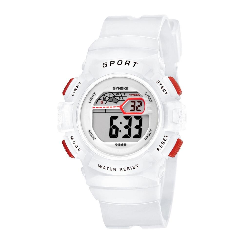 Synoke Student Kinderen Horloges Wit Kleurrijke Jongens Horloge Meisjes Kids Horloges Silica Klok Relogio Feminino 9568: White