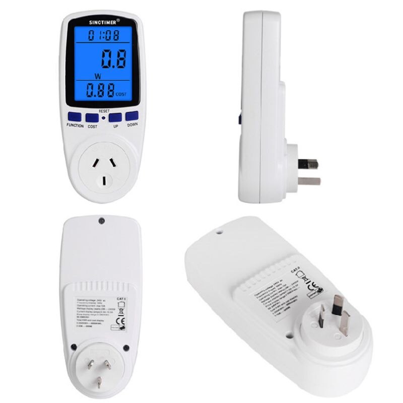 Power Meter Plug Digital LCD Display Wattmeter Consumption Monitor 7 Display Modes Home Energy Electricity Usage Analyzer for En