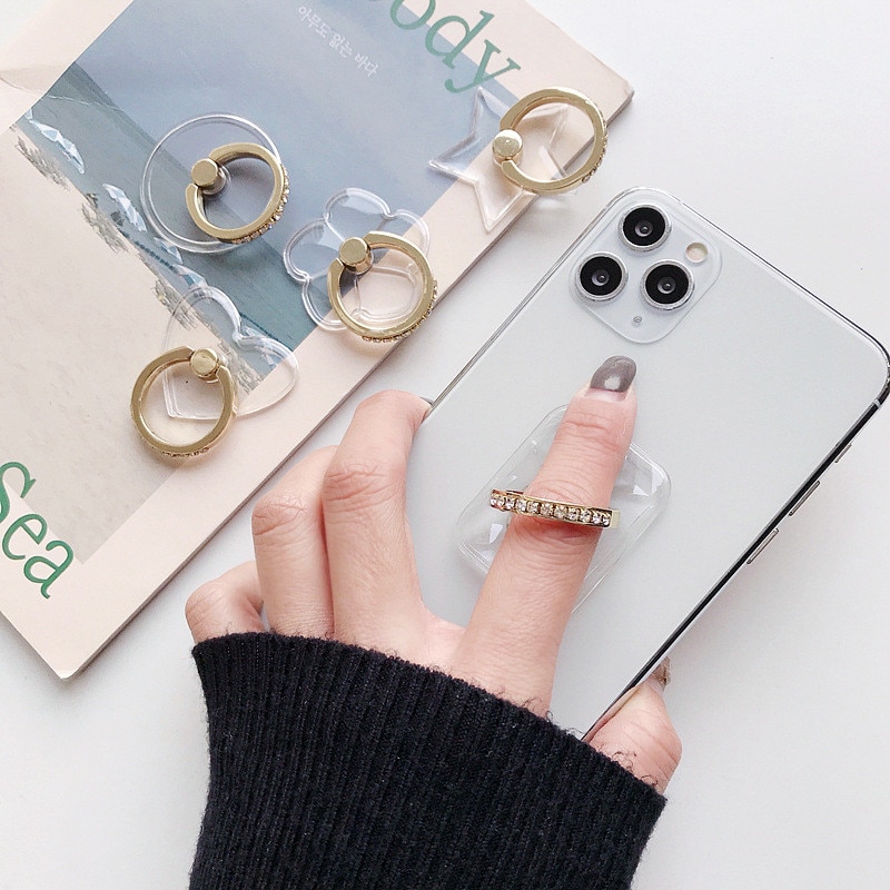 10Pcs Clear Mobiele Telefoon Strass Ring Houder Telefoon Cellulaire Ondersteuning Accessoires Telefoon Stand Socket Voor Alle Smartphone