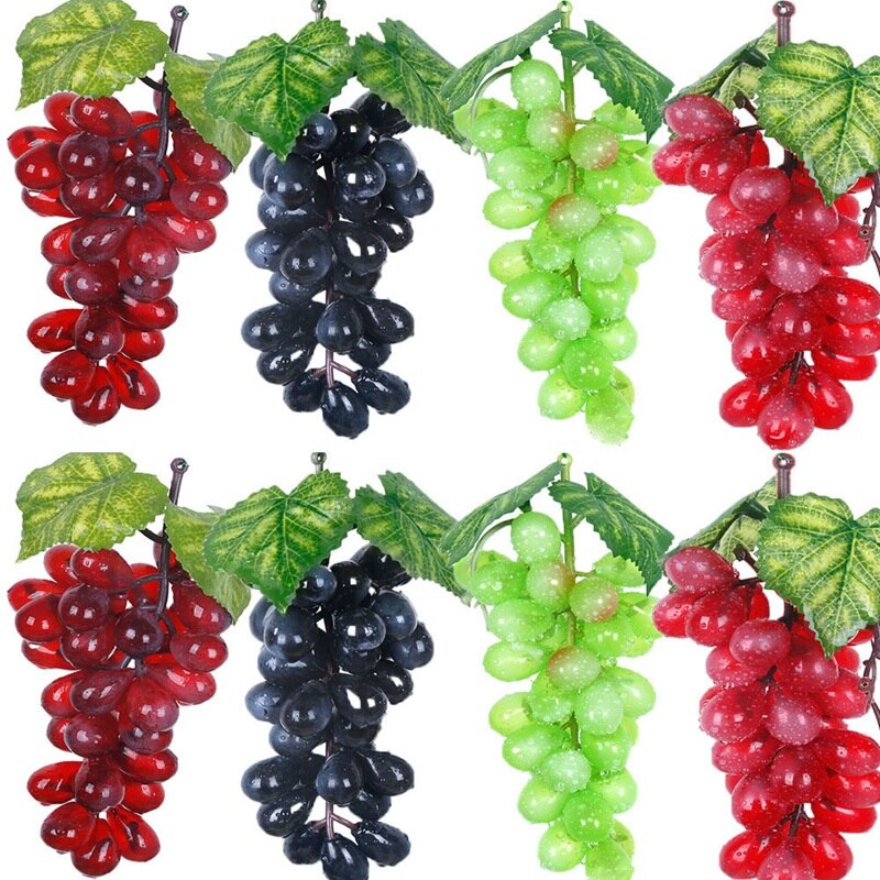 ! 8 Trossen Kunstmatige Druiven In Zwart Paars Groen Voor Vintage Bruiloft Gunst Faux Fruit Rekwisieten Thuis Tafel Decor Decorat