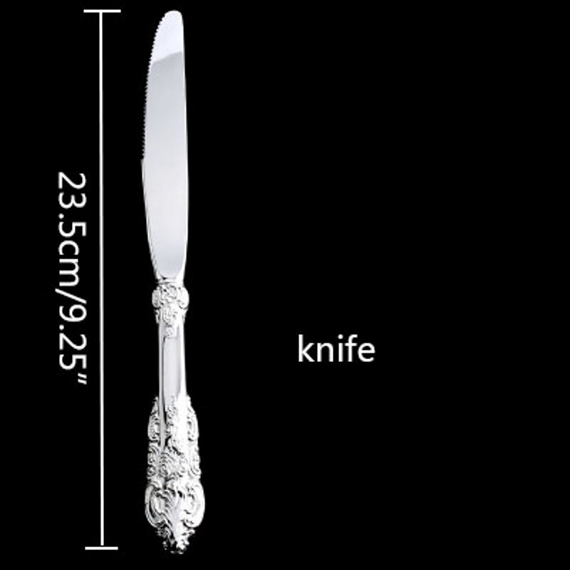 Couteaux à Dessert en argent, ensemble de pelles pour gâteau de mariage baroque, couteaux pour serveur, couteaux à spatule de transfert de gâteau, couverts de fête de 8.25": 1pcs Knifes