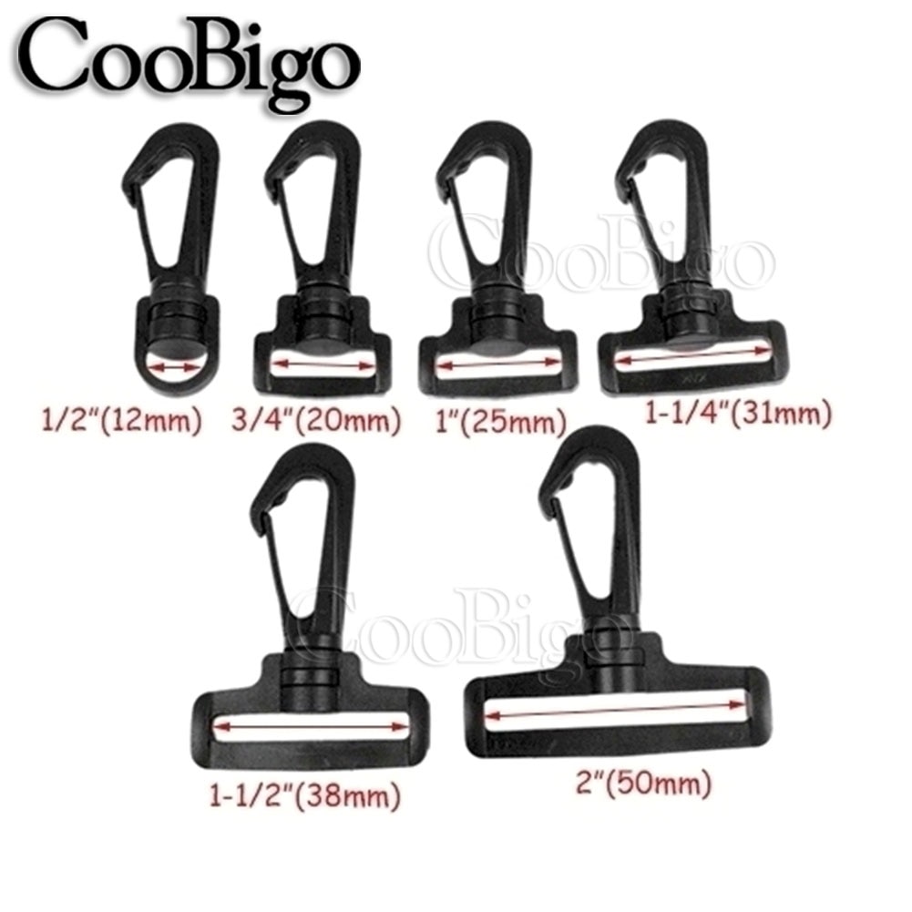 5pcs Webbing 1/2"~2" Plastic Swivel Snap Hooks Hardware Side Release Buckle Paracord Backpack Straps Bag Parts 6 Size Pick