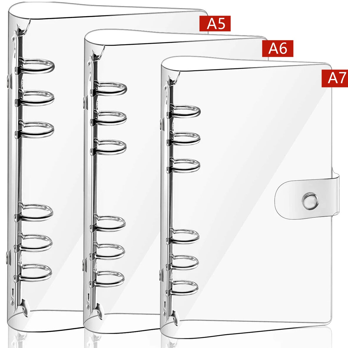 A7 A6 A5 transparent Weiche PVC 6-Ring Bindemittel Abdeckung Druckknopf Schließen fallen für 6 See Nachfüllung EinfüGen füllstoff Papier verlieren Blatt Bindemittel